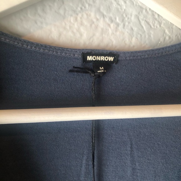 Monrow Tucked Shoulder Shirred Dress in Blue Steel sz M - Picture 7 of 11